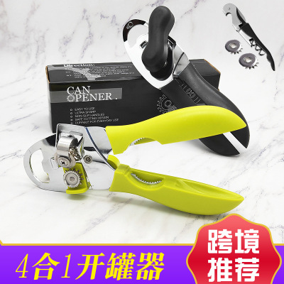 Can Openers Amazon Hot Four-in-One Bottle Opener Multifunctional Can Opener Can Screwdriver Cross-Border New Arrival Hot Sale