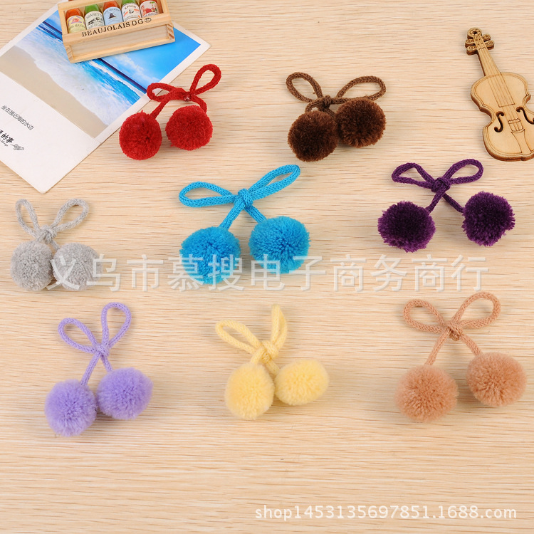 单色3公分对对球 开司米毛毛球 蝴蝶结毛球 毛绒球DIY手工帽子