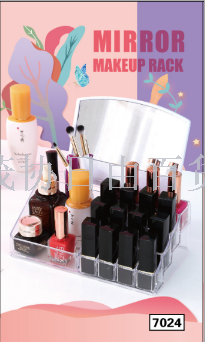 Square Mirror Cosmetic Rack