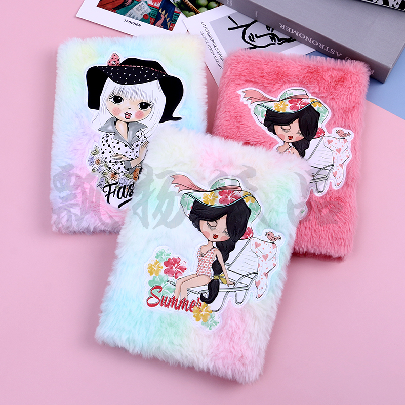 毛绒刺绣活页本ins风手帐DIY可爱少女心手账本学生记事本笔记本