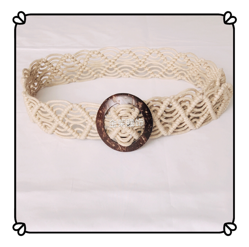 编织腰带流苏波西米亚风复古蜡绳全手工编织女士腰带民族风编织带