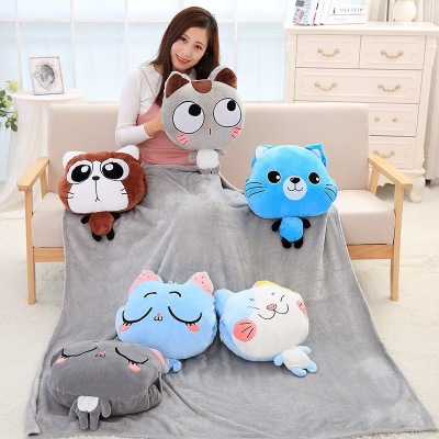 New Cartoon Cute Dog Airable Blanket Student Office Worker Pillow and Blanket Three-in-One Hand Warming Pillow and Blanket