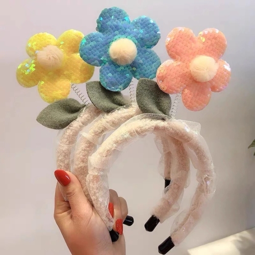 new super fairy three-dimensional sequins flower headband face wash fairy cute girl heart funny stall hair accessories headdress