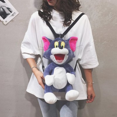 Plush Bag Female 2019 New Style Cat and Mouse Cartoon Girl's Small Shoulder Bag Backpack Phone Bag