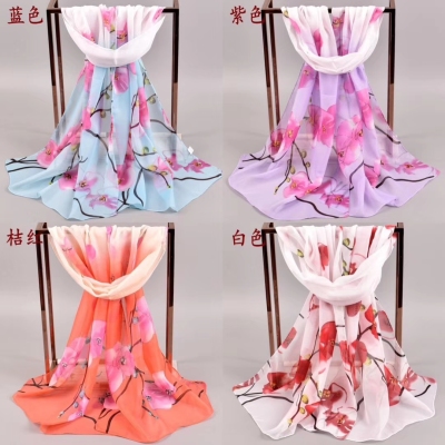 Versatile scarves Spring/summer/autumn lady's printed chiffon gauze scarf sunscreen shawl Japan and South Korea 