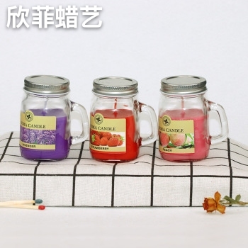 Glass Cup Aromatherapy Candle Suit Small Handle Household Candle Scented Candle Six-Pack Decoration Artistic Taper and Candle