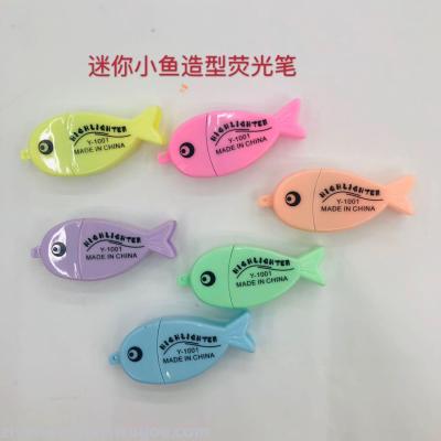Small fish shape highlighter Macaron light color fan you highlighter marker pen