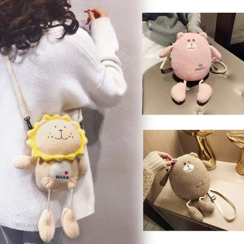 wholesale custom bear lion plush chain messenger bag female cartoon shoulder children‘s mobile phone storage birthday gift