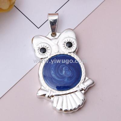 Korean Style Cute Animal Pendant with Blue Beads Owl Necklace Bracelet Stainless Steel Pendant Fashion Trend