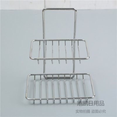 Double-Layer Stainless Steel Punch-Free Soap Rack Wall-Mounted Storage Rack Bathroom Soap Rack