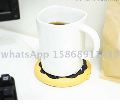 Creative USB vacuum cup cookies coaster thermostatic antiskid mat doughnuts modelling heating pads cup mat mug coaster