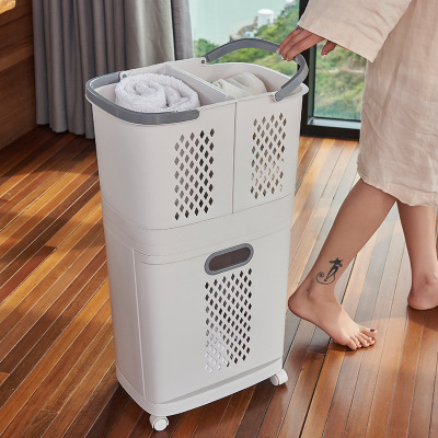 Creative Mobile classification dirty clothes hanging basket household multifunctional laundry basket large capacity stratified laundry basket