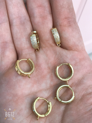 Zircon Earrings Earrings European and American Style Pure Copper Embryo