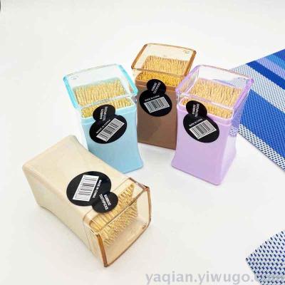 Bamboo toothpick color canning new material four square box toothpick wholesale four color mixed