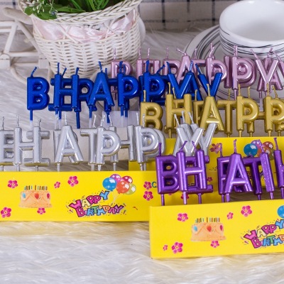Birthday Party Candle Gold-Plated Letters Birthday Candle Creative Decoration English Cake Candle Decoration Artistic Taper and Candle