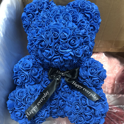 Factory Wholesale Valentine's Day Rose Bear Artificial Flower Creative Roses Bear Bow Preserved Fresh Flower Birthday Gift