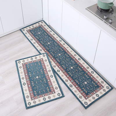 New Jacquard Floor Mat Carpet Kitchen Stain-Resistant and Oil-Proof Floor Mat Set Retro European Non-Slip Carpet Wholesale