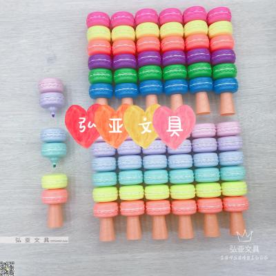 Macaron fluorescent pen macaron shape 6 colors 6 pieces can be splice creative stationery