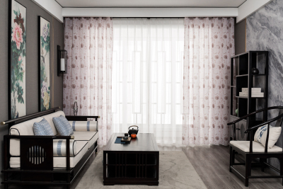 Digital printed sheer curtain full polyester curtain fabric