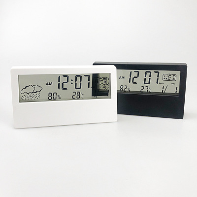 Cross-border LCD Clock Electronic Desk Clock Thermohygrometer Alarm Clock Creative Electronic Digital Display multi-function white light 618E