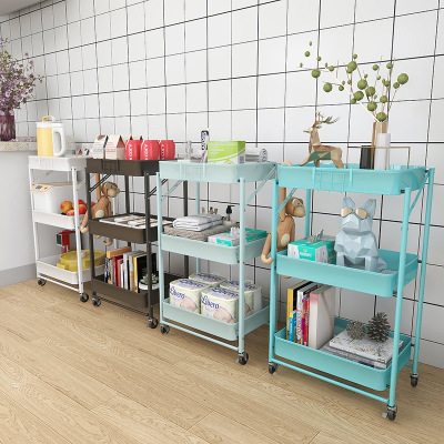 No need to install folding trolley shelf kitchen shelf floor multi-storey household storage shelf