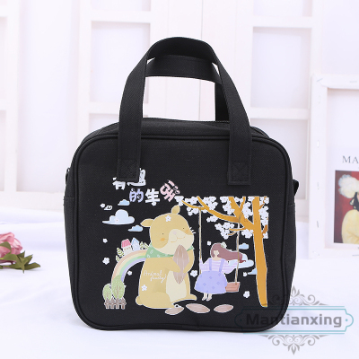 Cute cartoon canvas bag handbag lunch box bag packets for students and office workers