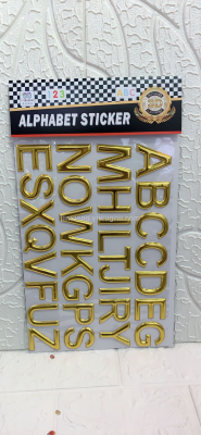 English alphabetic  aluminum foil alphanumeric font stickers 3D gifts decorative stickers