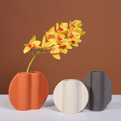 Nordic Ceramic Vase Decoration Home Creative Style Living Room Soft Decoration Model Room Flower Arrangement Geometric Art Decorative Flowerpot