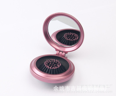 Spot Sale ABS round Folding Mirror and Comb Package Portable Makeup Airbag Comb