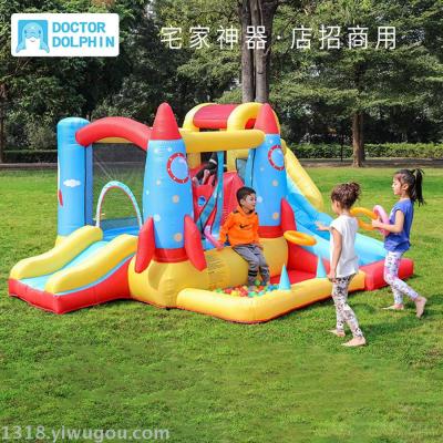 The rockets children inflatable castle indoor naughty castle toys small trampoline slide rock climbing wall square