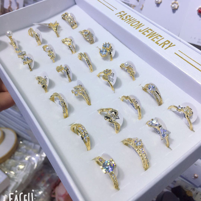 Korean Korean Style New Simple Zircon Micro Setting Ring Female Ring Color Retaining Index Finger Ring Ornament
