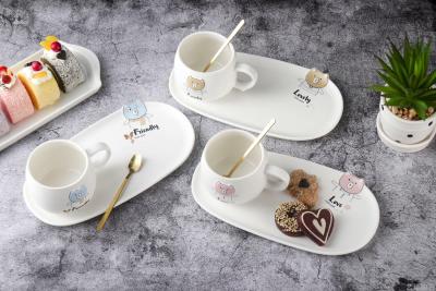 Bear ceramic cup saucer with long tray coffee cup lovely water cup