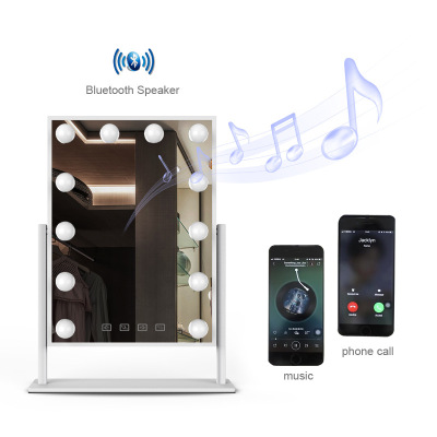 12 Lights Desktop Metal Hollywood Makeup Mirror Custom Amazon Hollywood Bluetooth Speaker Smart Mirror