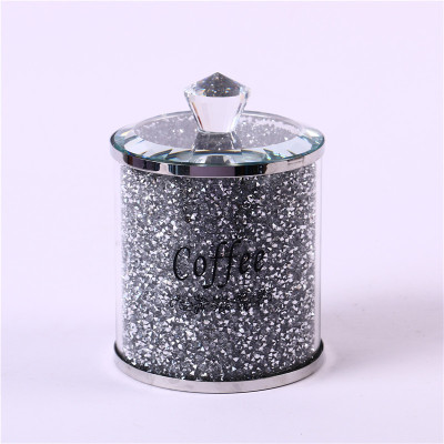 Crystal Glass Candy Box Sucrier Coffee Candy Tea Storage Tank Seasoning Containers with Diamond Factory Direct Sales