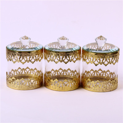 Crystal with Lid and Lace Sucrier Tea Pot Coffee Pot Storage Tank Three-Piece Set Factory Direct Sales
