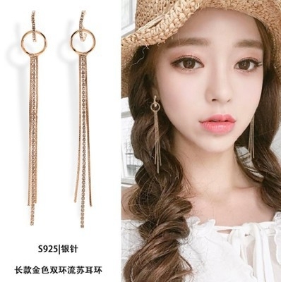 Now the Female ear line long temperament super has fringed S925 silver needle elegant fashion 2020 new fashion