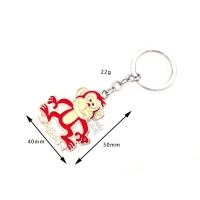 Creative and lovely Zodiac Monkey year car key chain painted lacquer paint Metal animal key chain painted lacquer accessories of female handbag