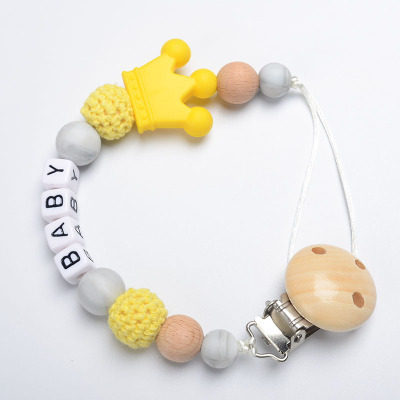 Wooden silicone baby pacifier anti-drop chain letter gum anti-drop chain anti-drop clip can be customized