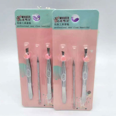 Foreign Trade Internet Hot Factory Direct Sales 2 Yuan Store 3 Yuan Store A- 16 Michelle Eye Tweezer Three-Piece Tools