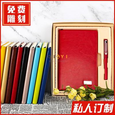 Business notebook cover leather office notepad meeting with buckle leather lettering can be printed logo simple custom