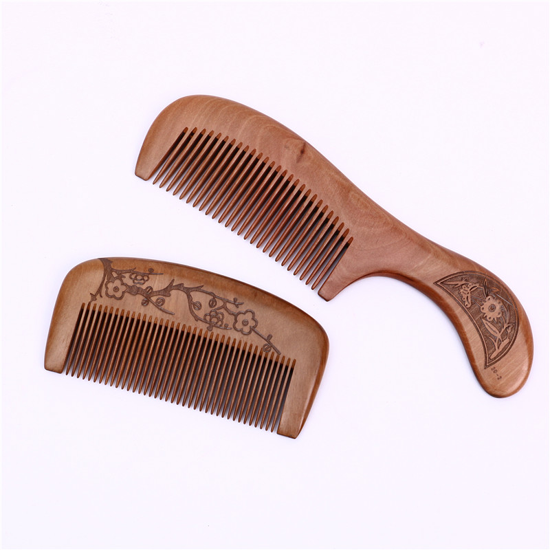 精品老桃木梳天然原木头梳无静电顺发按摩雕花老桃木手柄梳