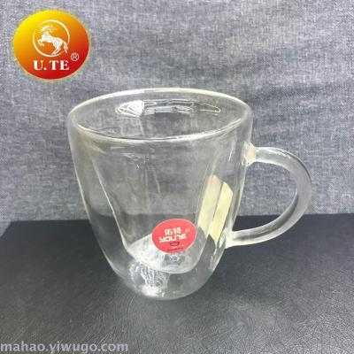 Heart type explosion-proof double glass cup