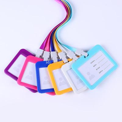 Double-sided transparent work card card cover with rope hanging plastic guest attendance card worker