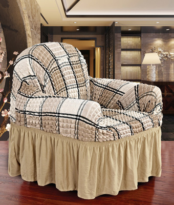 Factory Direct Supply New Seersucker Two-Color Plaid Quilted Simple Fabric Sofa Cushion Sofa Cover Support Customization