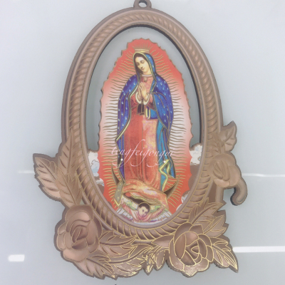 Catholic Hollow Three-Dimensional Rose Decoration Christian Wood Piece Pendant