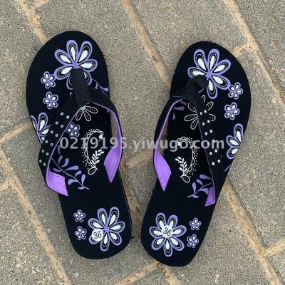 Ladies and children printed soles with drill LACES in the middle heel herringbone slippers cool slippers