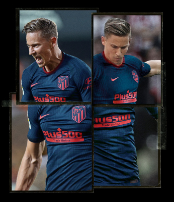 Atletico Madrid away 2020-21 jersey football sports wear short sleeve shorts two - piece outfit