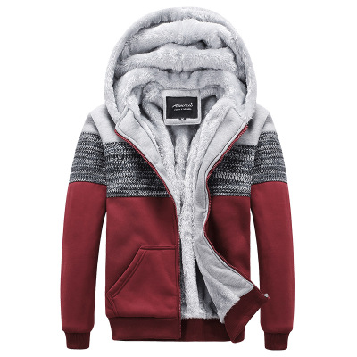 The new sport plus fleece large size men's hoodie pattern embossed Cardigan long sleeve youth fashion hoodie