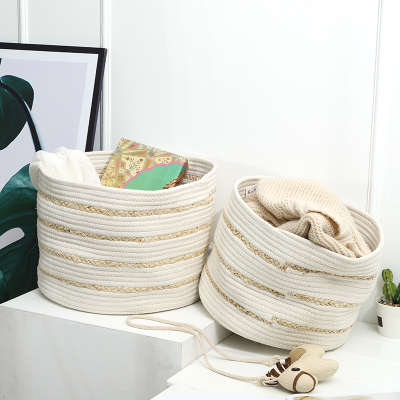 European-Style Simple round Sundries Plush Toy Storage Basket Cotton String Magazine Underwear Socks Storage Basket