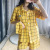 Summer Pajama Crayon Xiao Xin Garden Director with short sleeved shorts Instagram Style Cartoon three-piece set as a complimentary eye mask for home wear